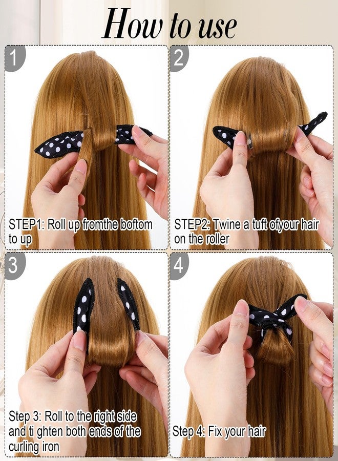 Guduling 8pcs Pillow Rollers for Hair, Black Polka Dot Pillow Rollers, Soft Sponge Pillows Curlers Suitable for Long, Short Hair, Thick and Thin Hairs of All Kinds o Curling - Image 4